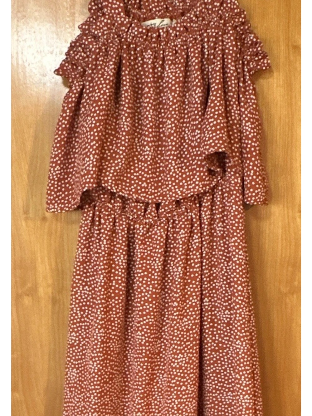Women's Liberty Love Small Ruffle Orange/White Polka Dot Short Dress